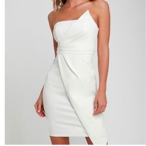 LULU’s QUEEN OF THE CITY WHITE STRAPLESS DRESS